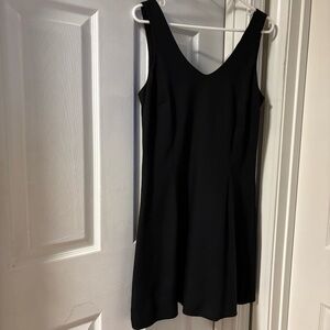 Classic Black Sleeveless Flare Mini Dress V-Neck